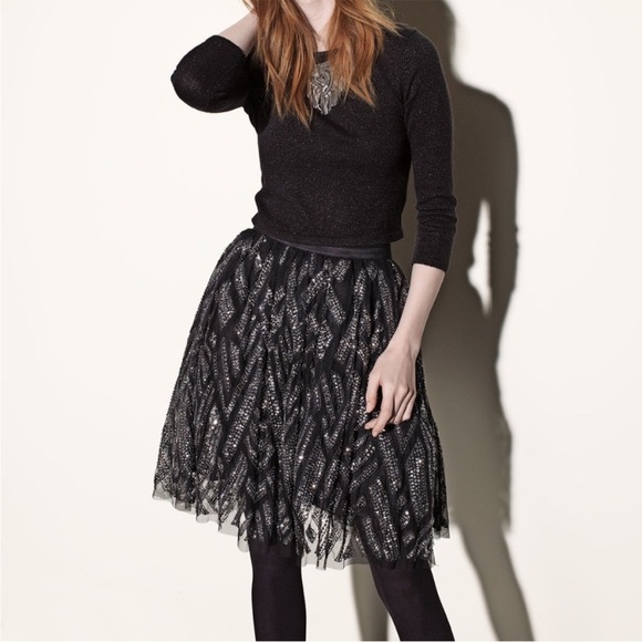 Parker Metallic Switch Geometric Beaded Skirt L - Picture 2 of 9